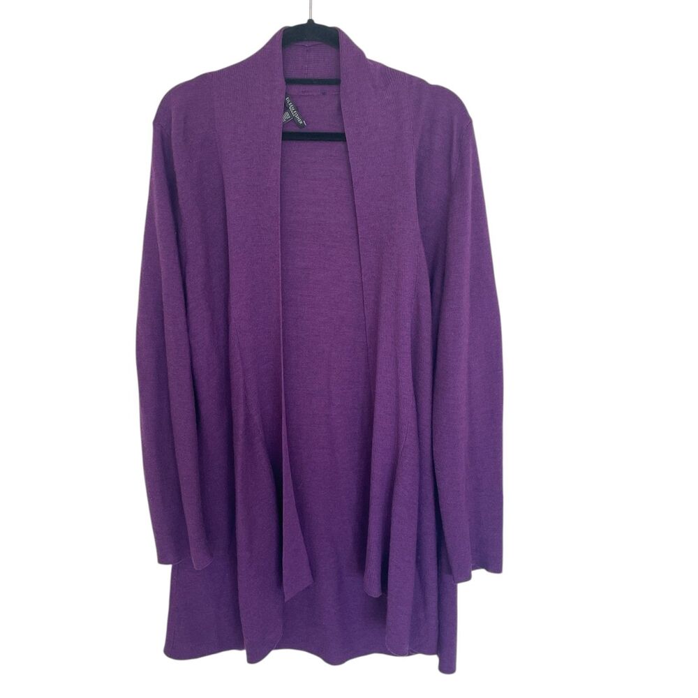 Eileen Fisher Womens Cardigan 100% Merino Wool Sz 3X Open Front Lightweight